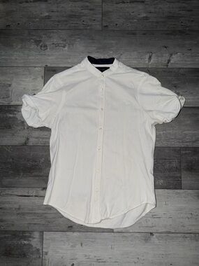 Zara White Short-Sleeve Button-Up Shirt